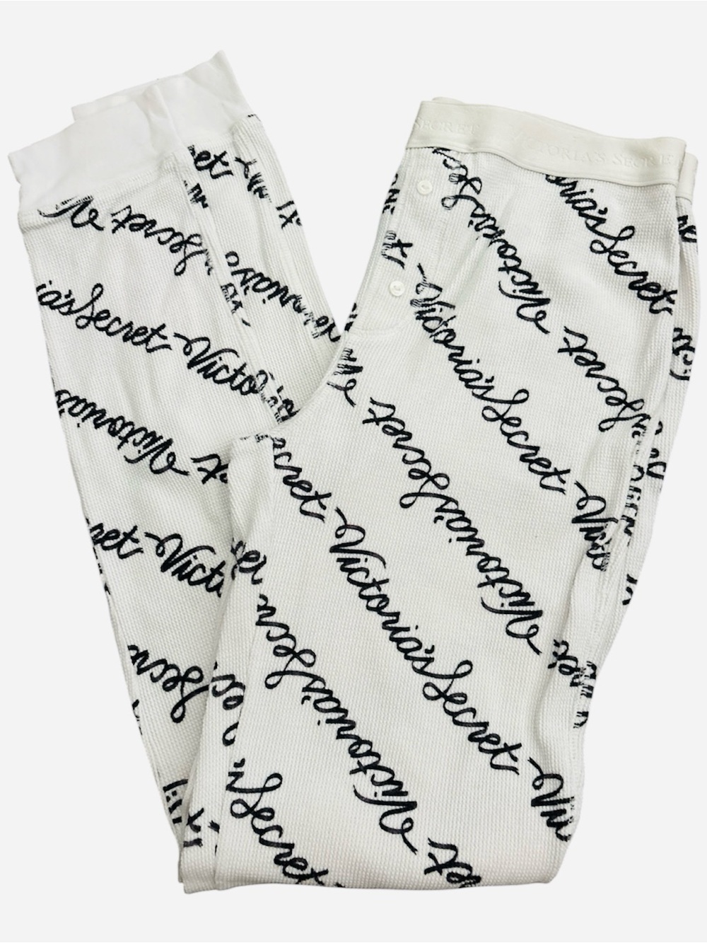 Victoria's Secret White Script Logo Waistband Leggings/ Joggers Size Small